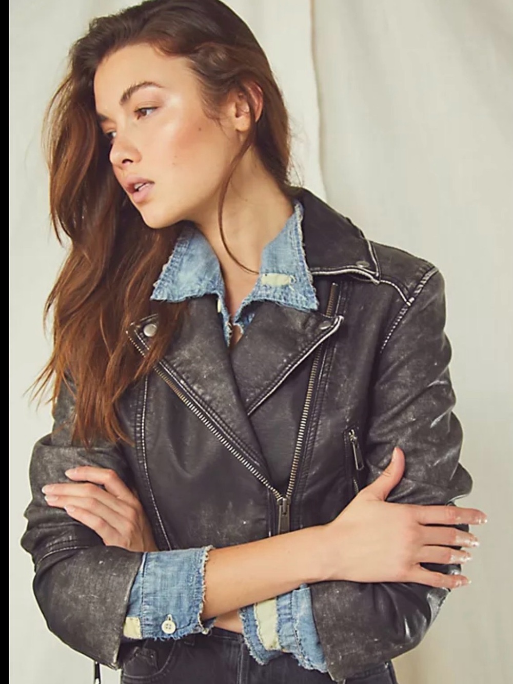 Free People Piper Vegan Leather Moto Jacket
